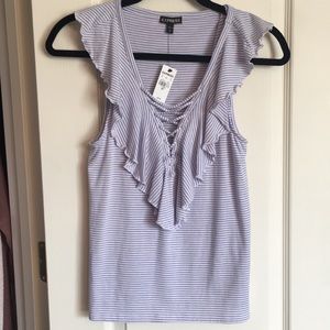 NEW blue and white tank top blouse